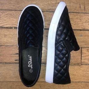 Black Quilted Slip-ons